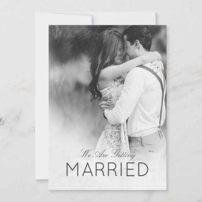 Moderne Hochzeit 2 Foto Elegant Schwarz und Weiß Einladung (Vorderseite)