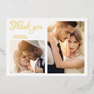 Moderne Hochzeit 2 Foto Folie Danke Karte