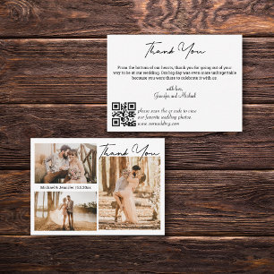 moderne Hochzeit 3 Fotos Collage danke qr Code Mitteilungskarte