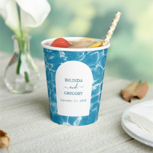 Moderne Hochzeit am Blue Ocean Beach Pappbecher