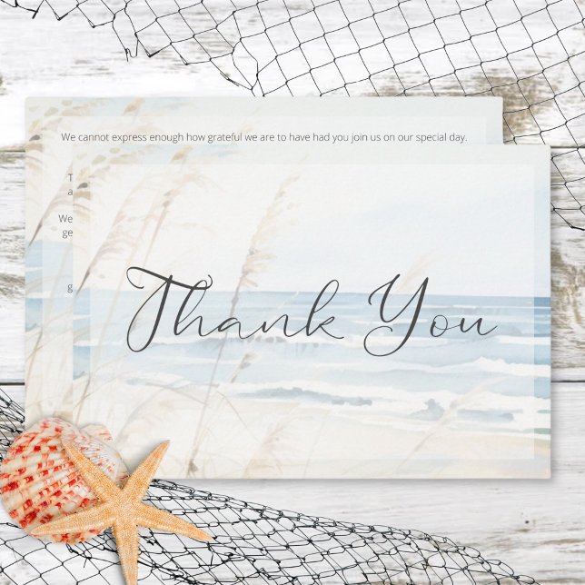 Moderne Hochzeit am Strand Dankeskarte (Modern Seaside Watercolor Beach Wedding Thank You Card)