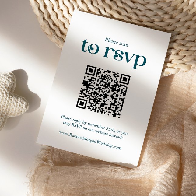 Moderne Hochzeit Aquamariner QR-Code RSVP Karte (Von Creator hochgeladen)