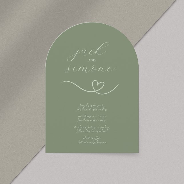 Moderne Hochzeit | Arch Invites | Dunkle Sage Einladung (Von Creator hochgeladen)