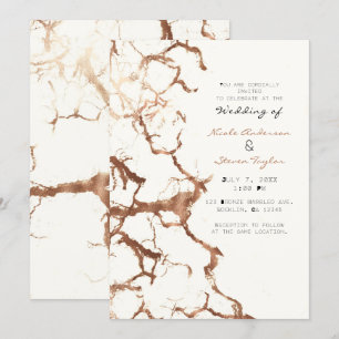 Moderne Hochzeit aus Elfenbein Creme Bronze Rost M Einladung