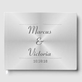 Moderne Hochzeit aus gebürstetem Metall Gästebuch