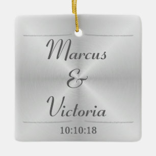 Moderne Hochzeit aus gebürstetem Metall Keramikornament