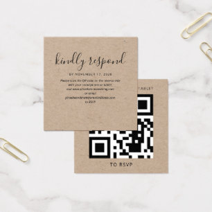 Moderne Hochzeit Beilage QR-Code RSVP Website Kart