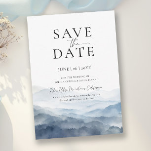 Moderne Hochzeit Blaue Bergrücken Save-the-Date-Ka Einladung