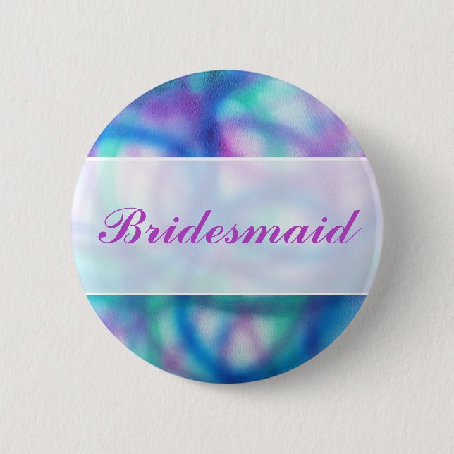 Moderne Hochzeit. Buntes abstraktes. Brautjungfer Button (Vorderseite)