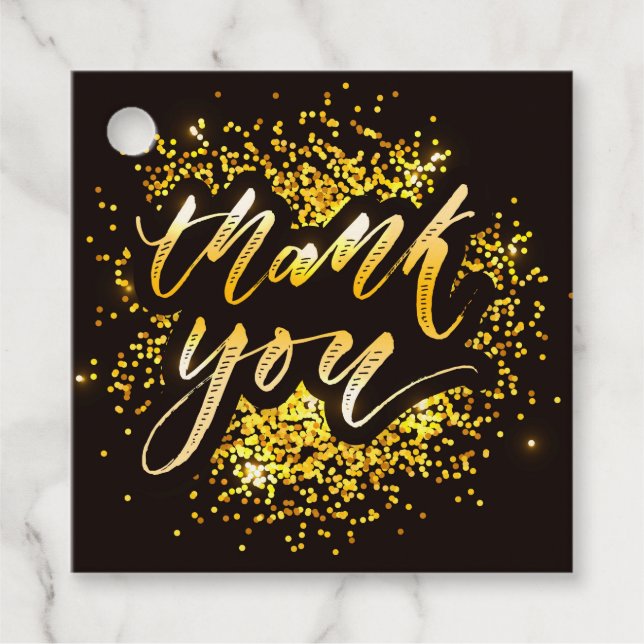 Moderne Hochzeit Danke an Gold Glitzer Editable Geschenkanhänger (Vorderseite)