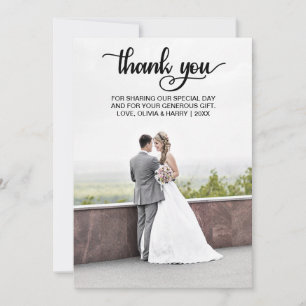 Moderne Hochzeit Danke Fotokarte   Schwarz