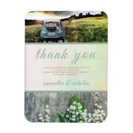 Moderne Hochzeit Danke, grünes, rosa Foto Magnet