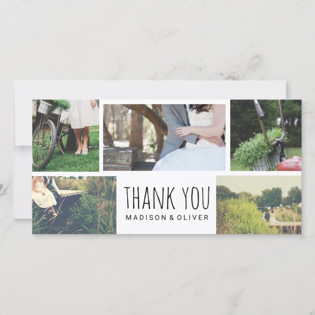 Moderne Hochzeit danke Ihnen fünf FotoCollage (Vorderseite)