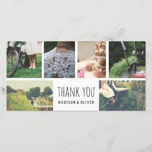 Moderne Hochzeit danken Ihnen sechs Foto-Collage Dankeskarte