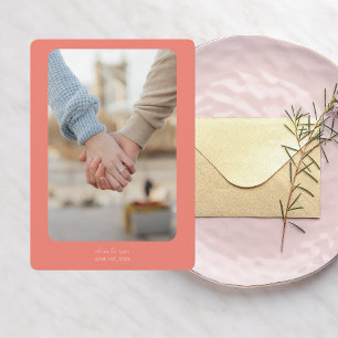 Moderne Hochzeit Datum freihalten Dunkle Koral Save The Date