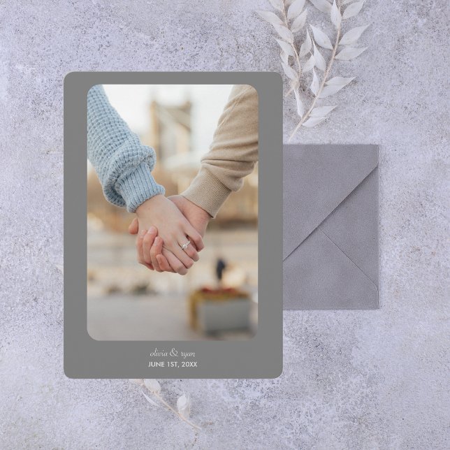 Moderne Hochzeit | Datum freihalten | Dunkle Silbe Save The Date (Von Creator hochgeladen)