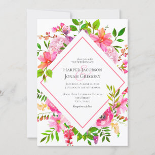 Moderne Hochzeit der Aquarellblume Einladung