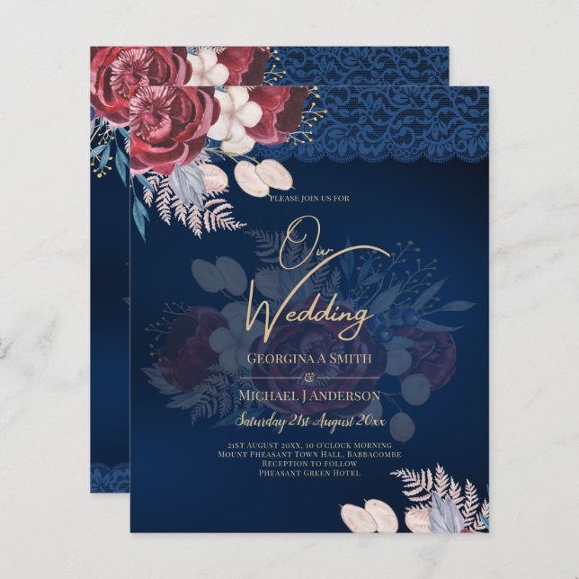 Moderne Hochzeit der Blauen Burgund (Vorne/Hinten)