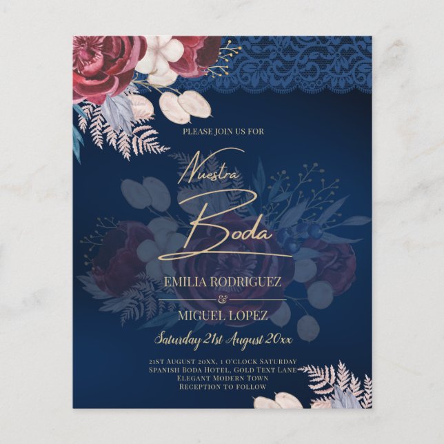 Moderne Hochzeit der Blauen Burgund Flyer (Vorne)