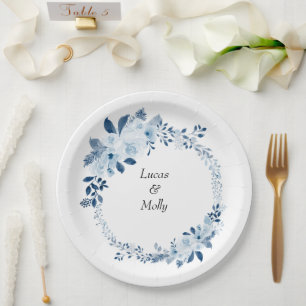 Moderne Hochzeit der Blauen Franzosen Pappteller