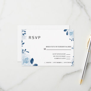 Moderne Hochzeit der Blauen Franzosen RSVP Karte