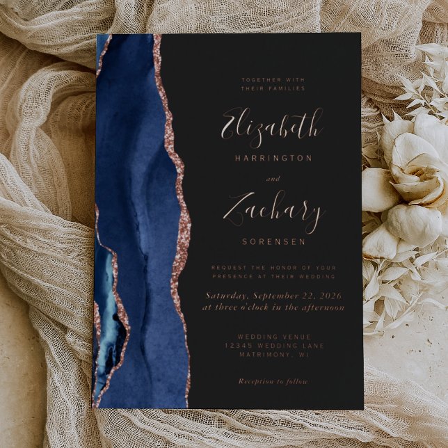 Moderne Hochzeit der blauen Rose Folieneinladung (Von Creator hochgeladen)