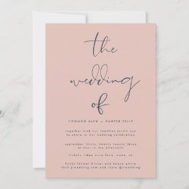 Moderne Hochzeit der Blue Dusty Rose Einladung