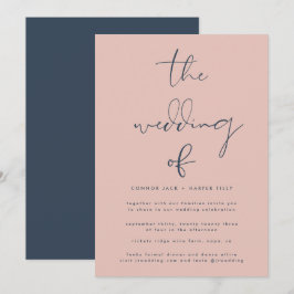 Moderne Hochzeit der Blue Dusty Rose Einladung