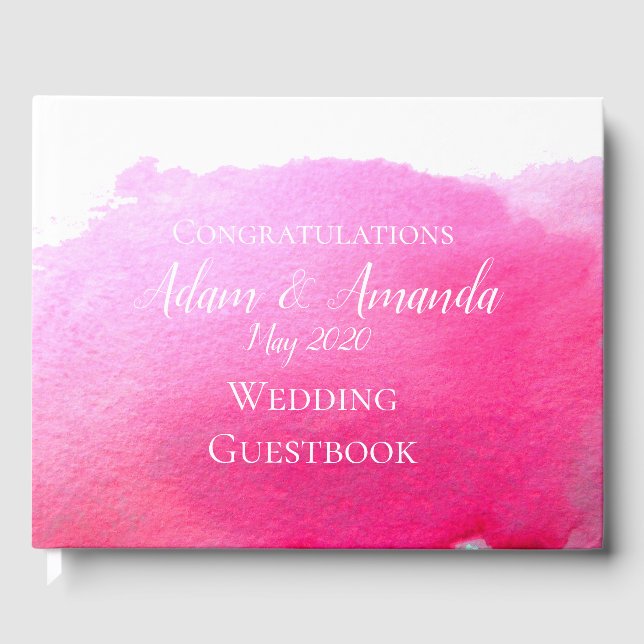 Moderne Hochzeit der einfachen rosa Aquarellkunst Gästebuch (Vorderseite)