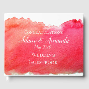Moderne Hochzeit der einfachen roten Aquarellkunst Gästebuch