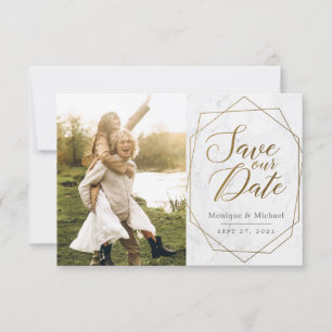 Moderne Hochzeit der geometrischen Golden Art Déco Save The Date