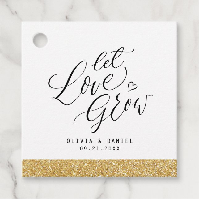 Moderne Hochzeit der Kalligraphie "Lass Liebe wach Geschenkanhänger (Vorderseite)