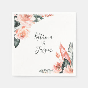 Moderne Hochzeit der Korallenwüste Serviette