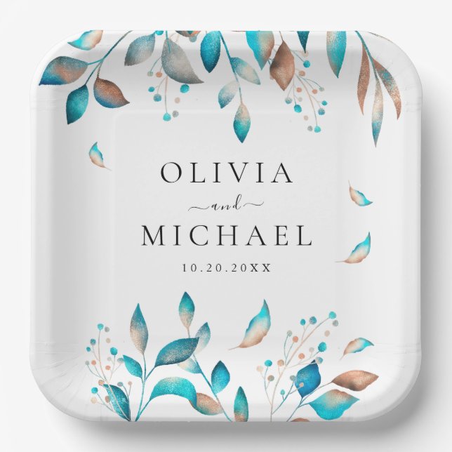 Moderne Hochzeit der Marine Pappteller (Vorderseite)