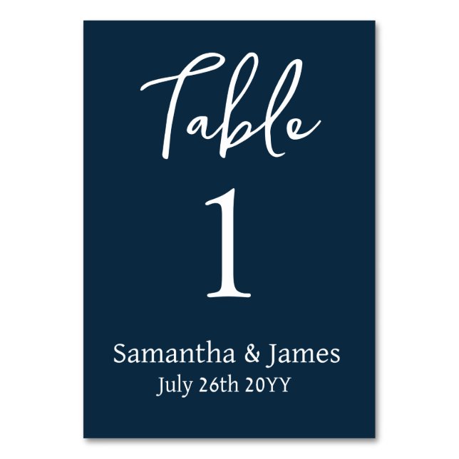 Moderne Hochzeit der Marine Tischnummer (Rückseite)