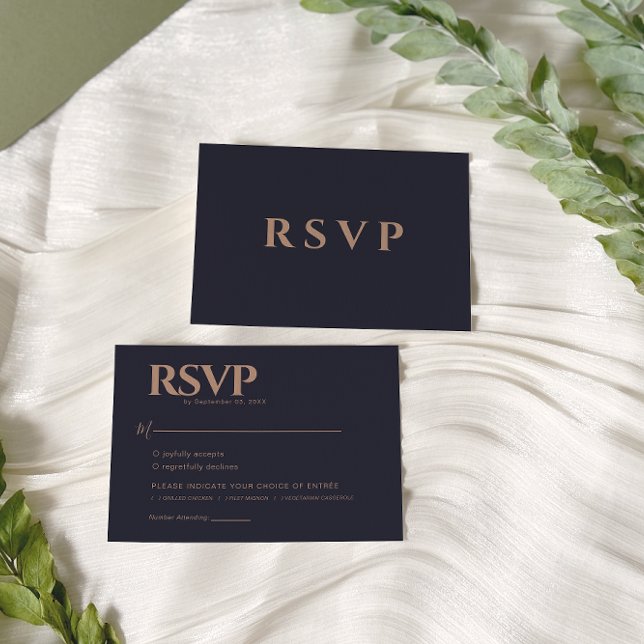 Moderne Hochzeit der Marine und der Rose RSVP Karte (Von Creator hochgeladen)