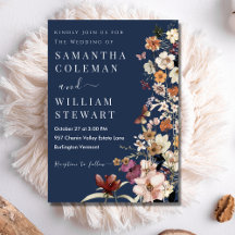 Moderne Hochzeit der Navy Blue Rustic Boho Wildblu