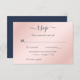 Moderne Hochzeit der Navy in Blau und Rosa RSVP Karte