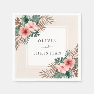 Moderne Hochzeit der tropischen Flora Boho Serviette