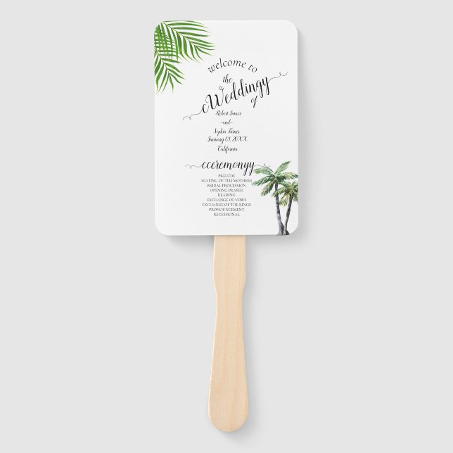 Moderne Hochzeit der Wasserfarbenpalme Fächer (Vorderseite)