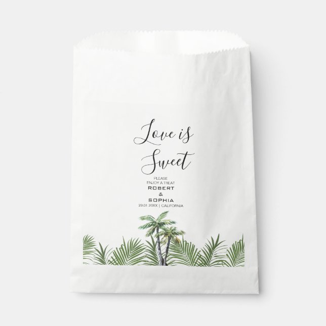 Moderne Hochzeit der Wasserfarbenpalme Geschenktütchen (Vorderseite)