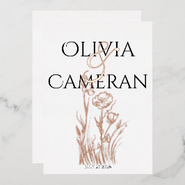 Moderne Hochzeit der Wildblume Folieneinladung