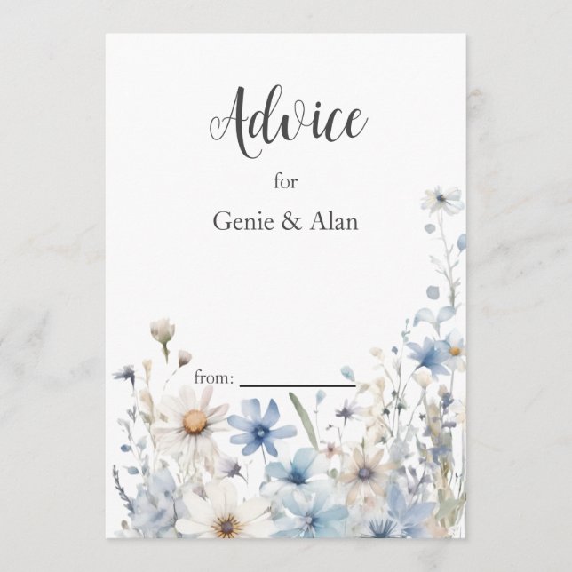 Moderne Hochzeit der Wildblume Hinweiskarte (Vorderseite)