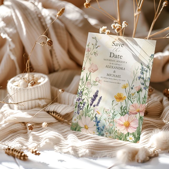 Moderne Hochzeit der Wildblume Save The Date (Von Creator hochgeladen)