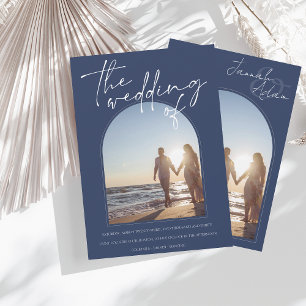 Moderne Hochzeit des Blue Arch Foto Einladung
