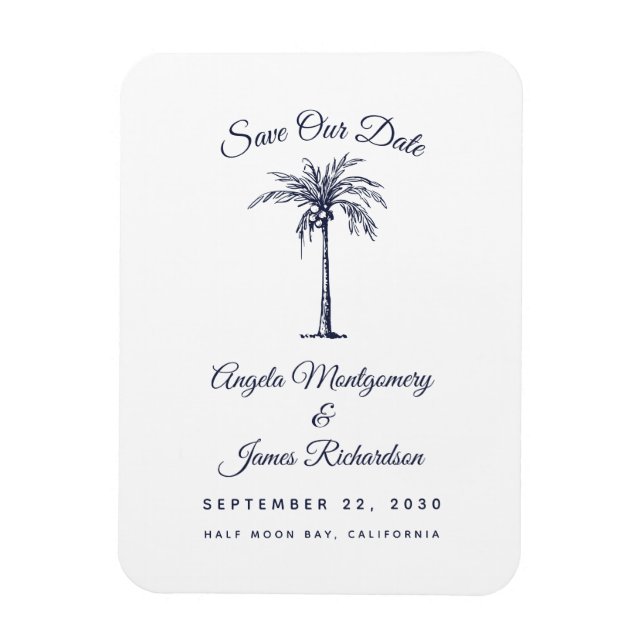 Moderne Hochzeit des Blue Palm Beach Save the Date Magnet (Vertikal)