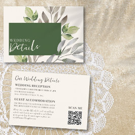 Moderne Hochzeit des grünen Botanischen QR-Codes Begleitkarte
