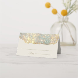 Moderne Hochzeit des holografischen Glitzer Platzkarte