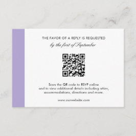 Moderne Hochzeit des Lila QR-Codes für digitale La RSVP Karte