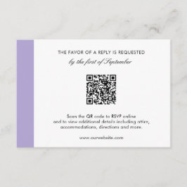 Moderne Hochzeit des Lila QR-Codes für digitale La RSVP Karte